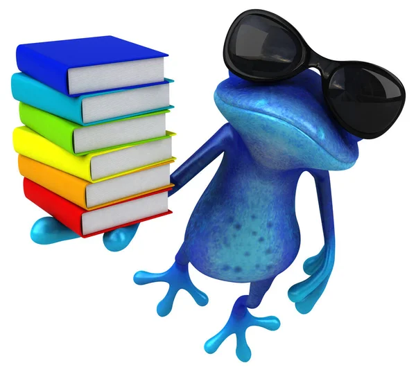 有书的青蛙 3D图解 — 图库照片