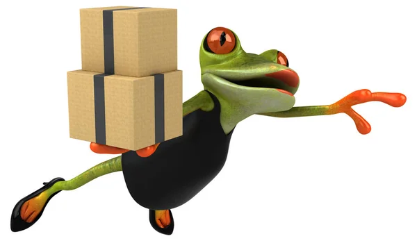 Lustiger Frosch Mit Schachteln Illustration — Stockfoto