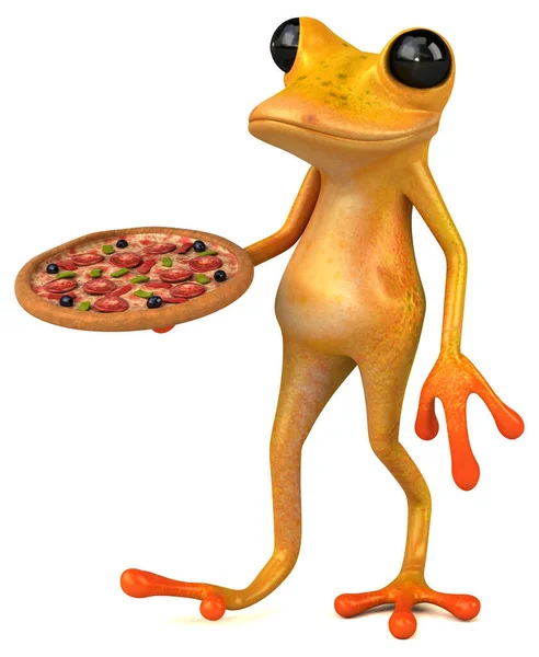 Grenouille Amusante Avec Pizza Illustration — Photo