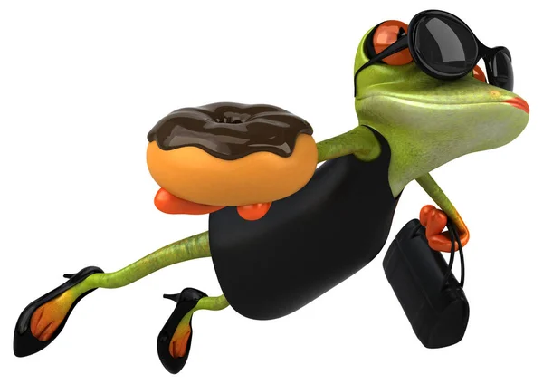 Lustiger Frosch Mit Donut Illustration — Stockfoto