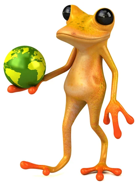 Fun Frog Globe Illustration — Stock Photo, Image