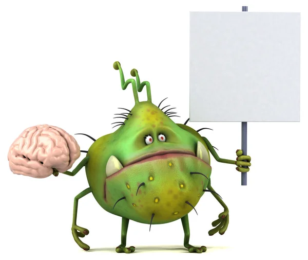 Fun Germ Brain Illustration — Stock Photo, Image