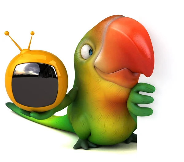 Веселий Папуга Телевізором — стокове фото
