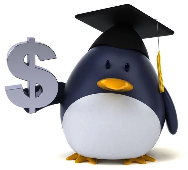 Pingüino Divertido Con Dólar Ilustración —  Fotos de Stock