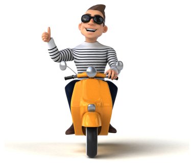 Scooter 'da eğlenceli 3D karikatür sıradan karakter