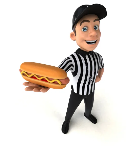 Fun Illustration Arbitre Américain Avec Hotdog — Photo