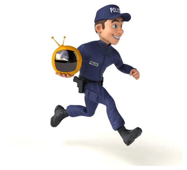 Diversión Ilustración Oficial Policía Dibujos Animados Con —  Fotos de Stock