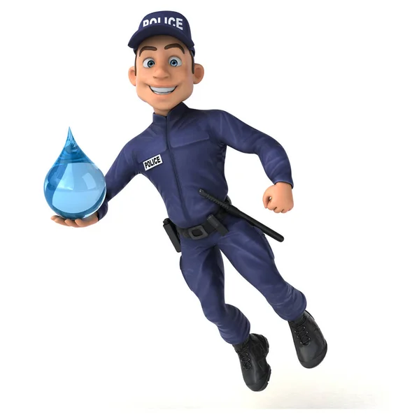 Diversión Ilustración Oficial Policía Dibujos Animados Con Gota — Foto de Stock