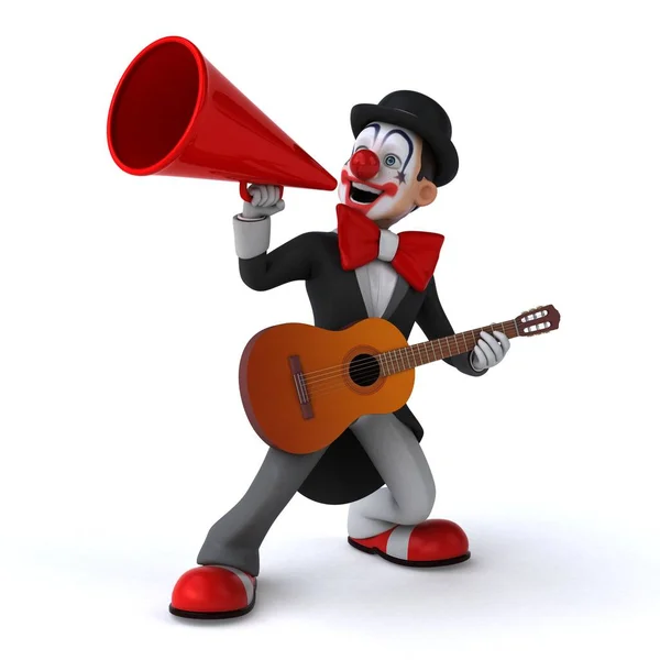 Leuke Illustratie Van Een Leuke Clown Met Gitaar — Stockfoto