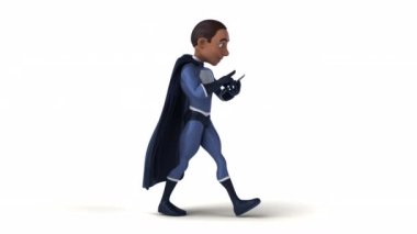 Eğlenceli 3 boyutlu animasyon çizgi film karakteri telefonlu süper kahraman