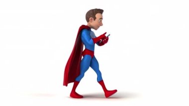 Eğlenceli 3 boyutlu animasyon çizgi film karakteri telefonlu süper kahraman