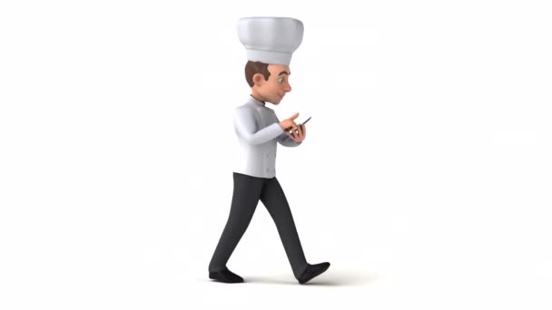 Fun Breton Cartoon Character Chef Phone — Stock Video