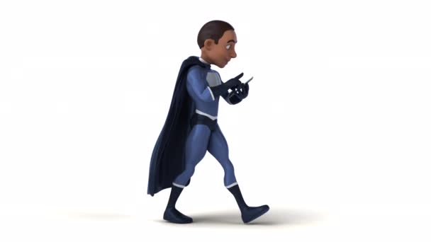 Divertido Animação Personagem Desenho Animado Super Herói Com Telefone — Vídeo de Stock