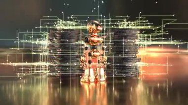 Soyut arkaplanda robotun 3d canlandırması 