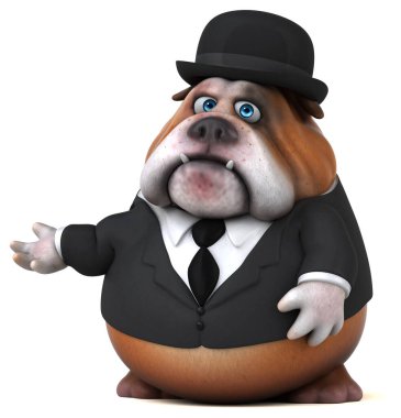 Eğlenceli buldog karakteri - 3D İllüstrasyon