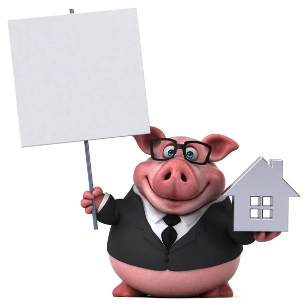 Spaßschwein Mit Haus Illustration — Stockfoto