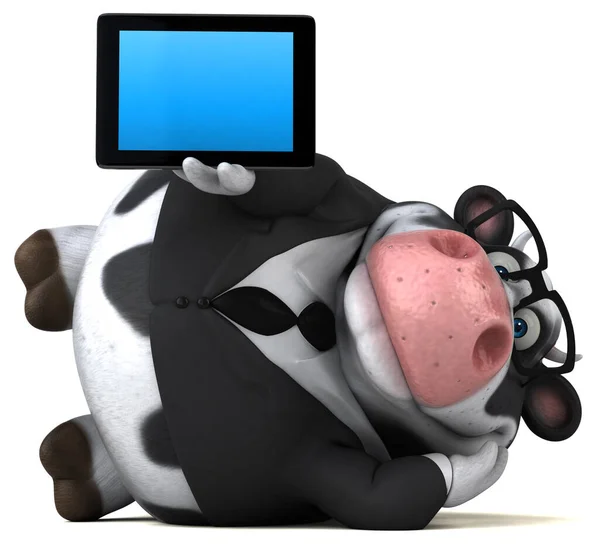 Vache Amusante Avec Tablette Illustration — Photo