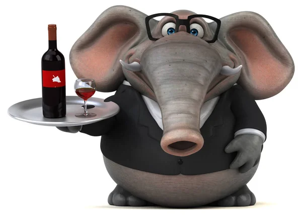 Rolig Elefant Med Vin Illustration — Stockfoto