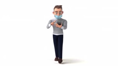 Komik 3D çizgi film karakteri telefonu var.