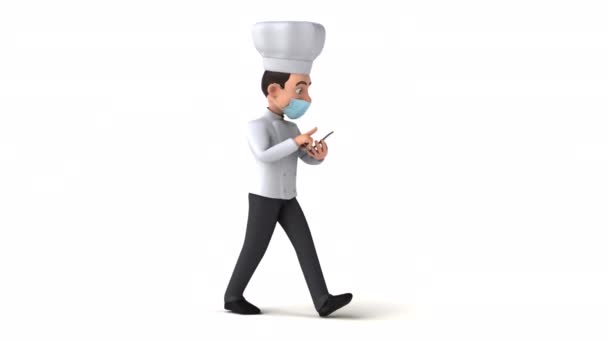 Fun Cartoon Character Chef Phone — Stock Video