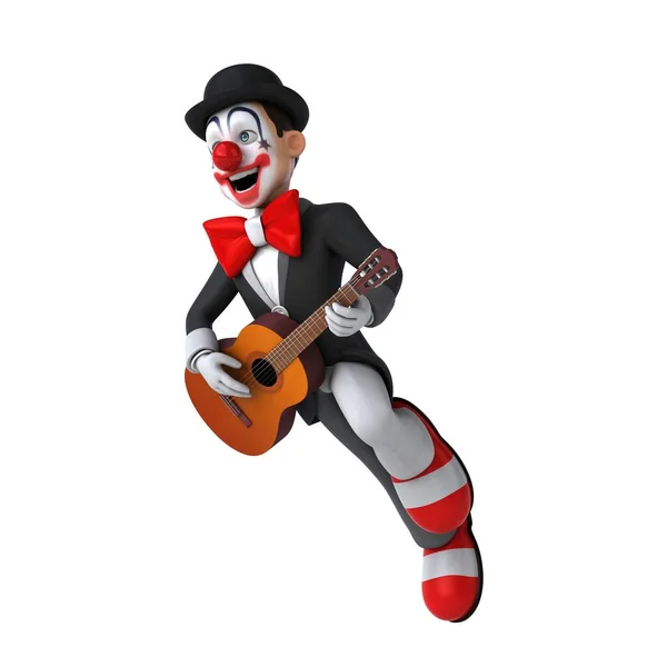 Lustige Illustration Eines Lustigen Clowns Mit Gitarre — Stockfoto