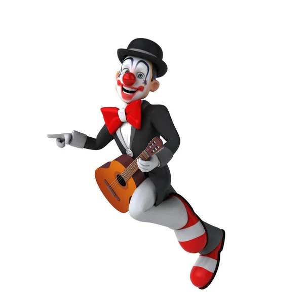 Kul Illustration Rolig Clown Med Gitarr — Stockfoto