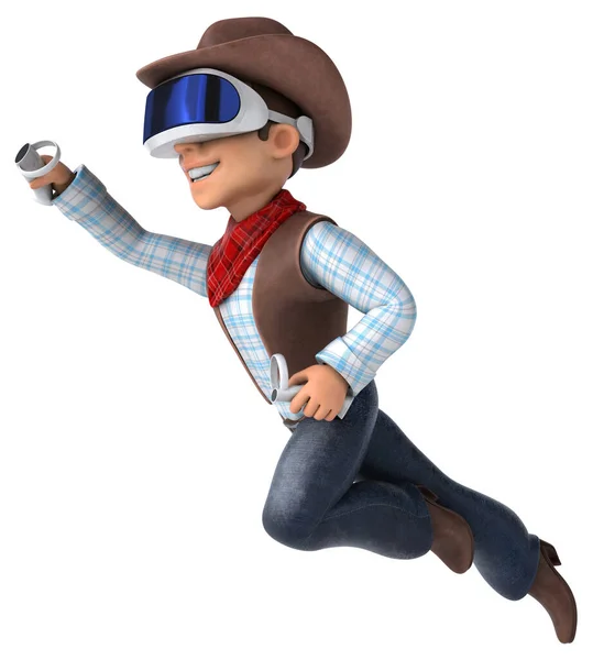 Ilustração Divertida Personagem Cowboy Com Capacete — Fotografia de Stock