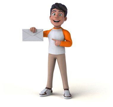 Komik 3D karikatür Asyalı ergen harfli