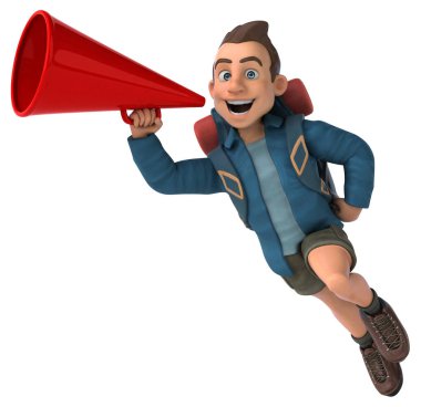 3 boyutlu bir sırt çantasının eğlenceli bir çizimi