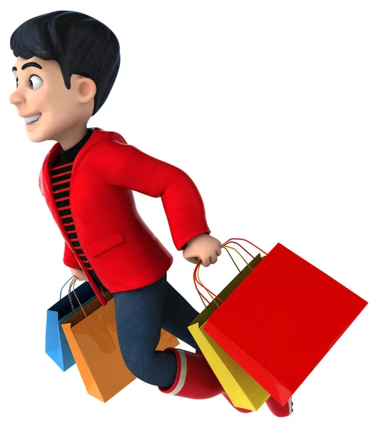 Spaß Cartoon Teenager Boy Shopping — Stockfoto