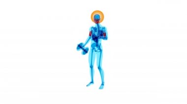 Biceps Curls 'ü çeken bir röntgencinin 3 boyutlu görüntüsü.