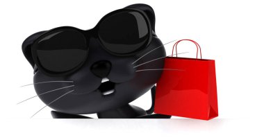 Çantalı eğlenceli kedi - 3D Görüntü