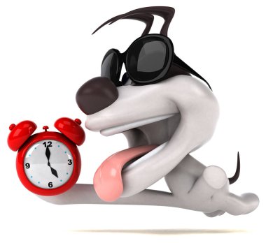 Saati olan eğlenceli bir köpek - 3D Görüntü