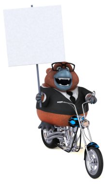 Motosiklette eğlenceli orangutan - 3D Görüntü