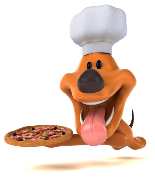 Весела Собака Піцою Ілюстрація — стокове фото