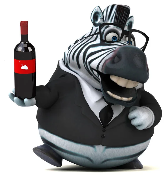 Rolig Zebra Med Vin Illustration — Stockfoto