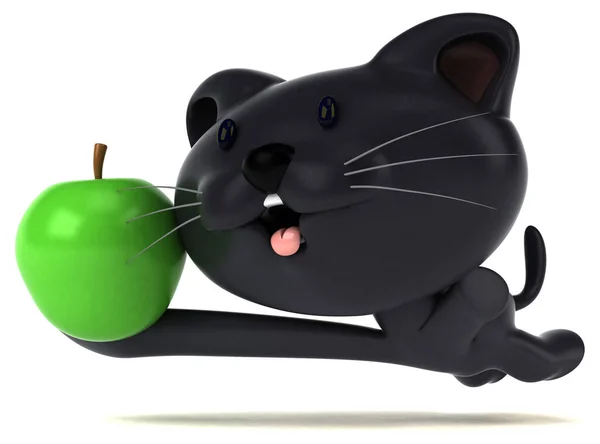 Fun Katze Mit Apfel Illustration — Stockfoto