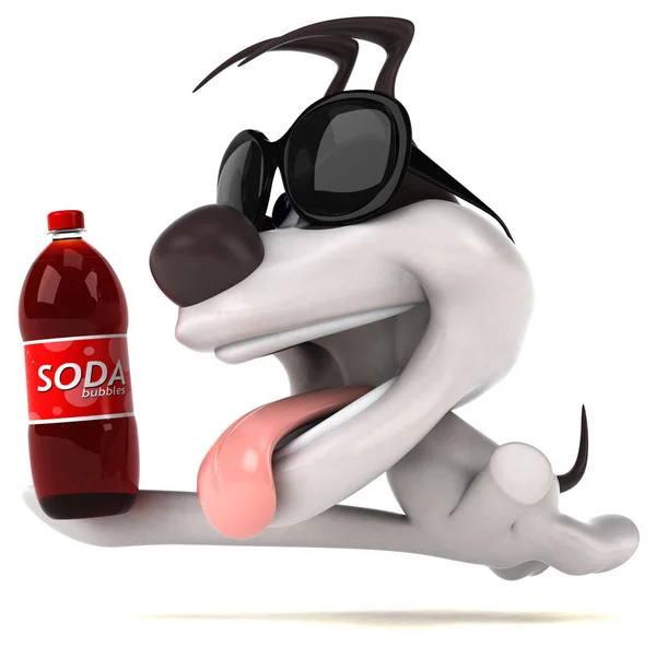 ソーダと楽しい犬 3Dイラスト — ストック写真