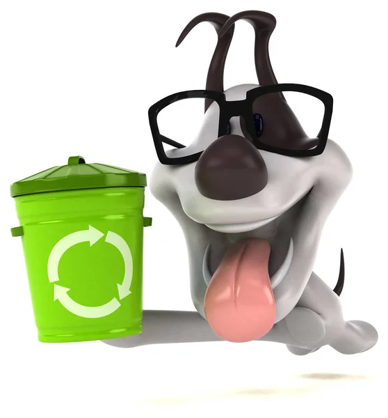 Çöp Kutusuyla Eğlenceli Bir Köpek Görüntü — Stok fotoğraf
