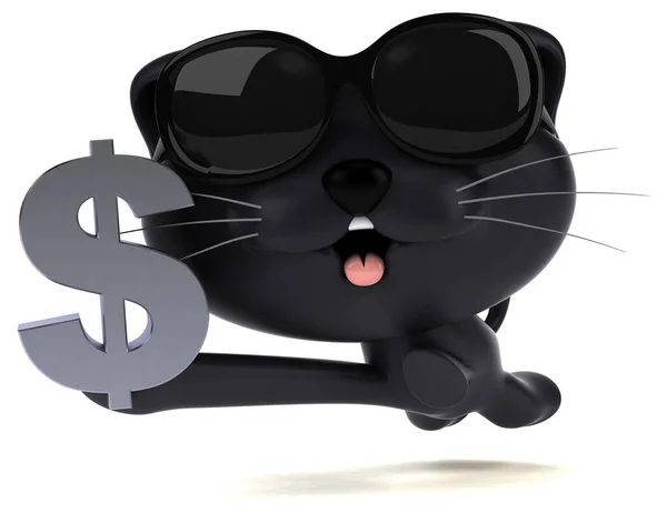 Rolig Katt Med Dollar Illustration — Stockfoto