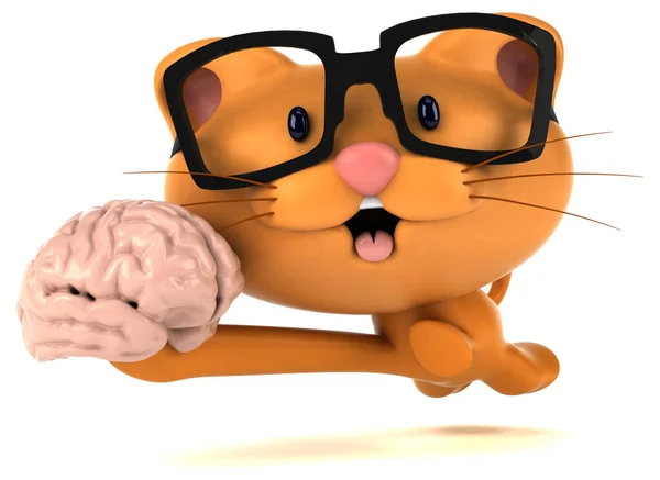 Leuke Kat Met Hersenen Illustratie — Stockfoto