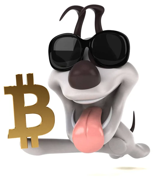 Rolig Hund Med Bitcoin Illustration — Stockfoto