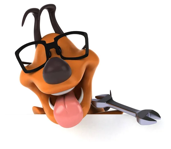 Веселая Собака Инструментом Иллюстрация — стоковое фото