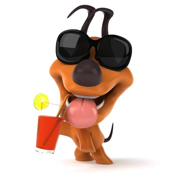 Fun Dog Drink Illustration — Stok fotoğraf