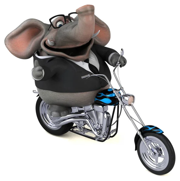Spaß Elefant Auf Motorrad Illustration — Stockfoto