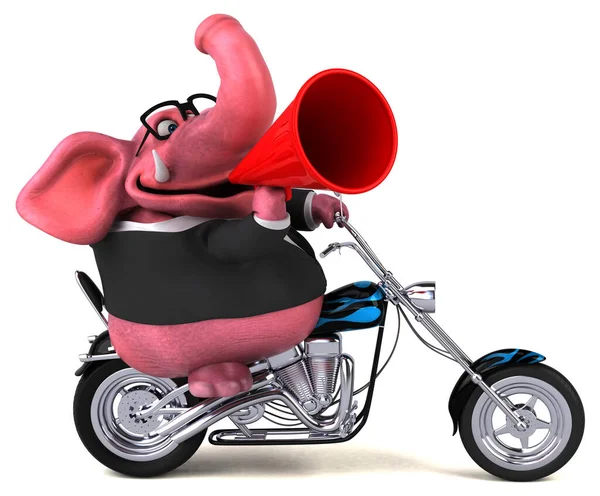 Éléphant Amusant Sur Moto Illustration — Photo