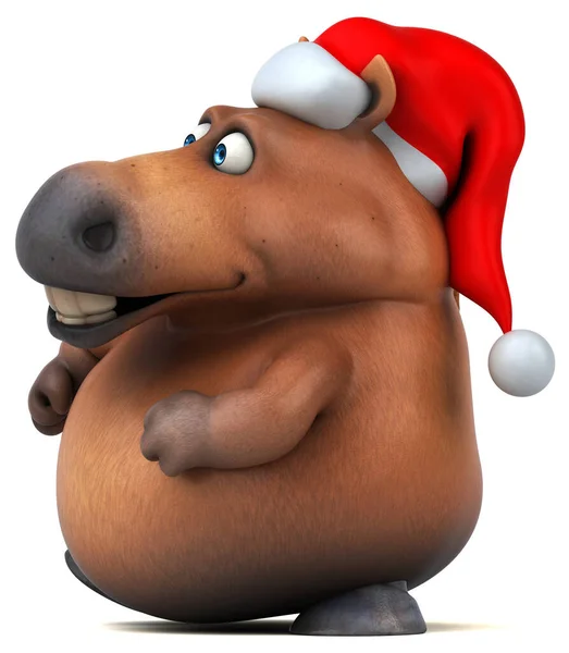 Divertimento Cavallo Cappello Babbo Natale Illustrazione — Foto Stock