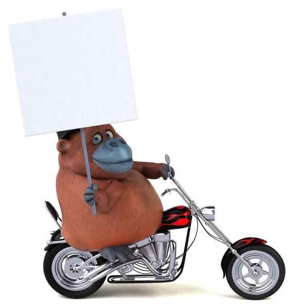 Весело Оранг Outan Мотоцикле Иллюстрация — стоковое фото