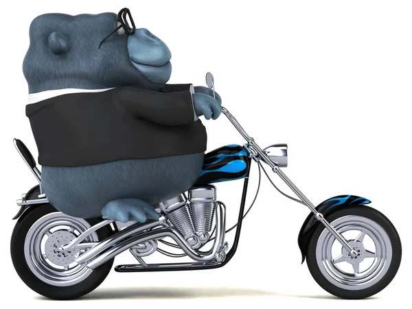 バイクで楽しむゴリラ 3Dイラスト — ストック写真
