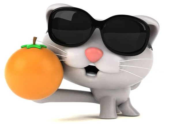 Весела Кішка Апельсином Ілюстрація — стокове фото
